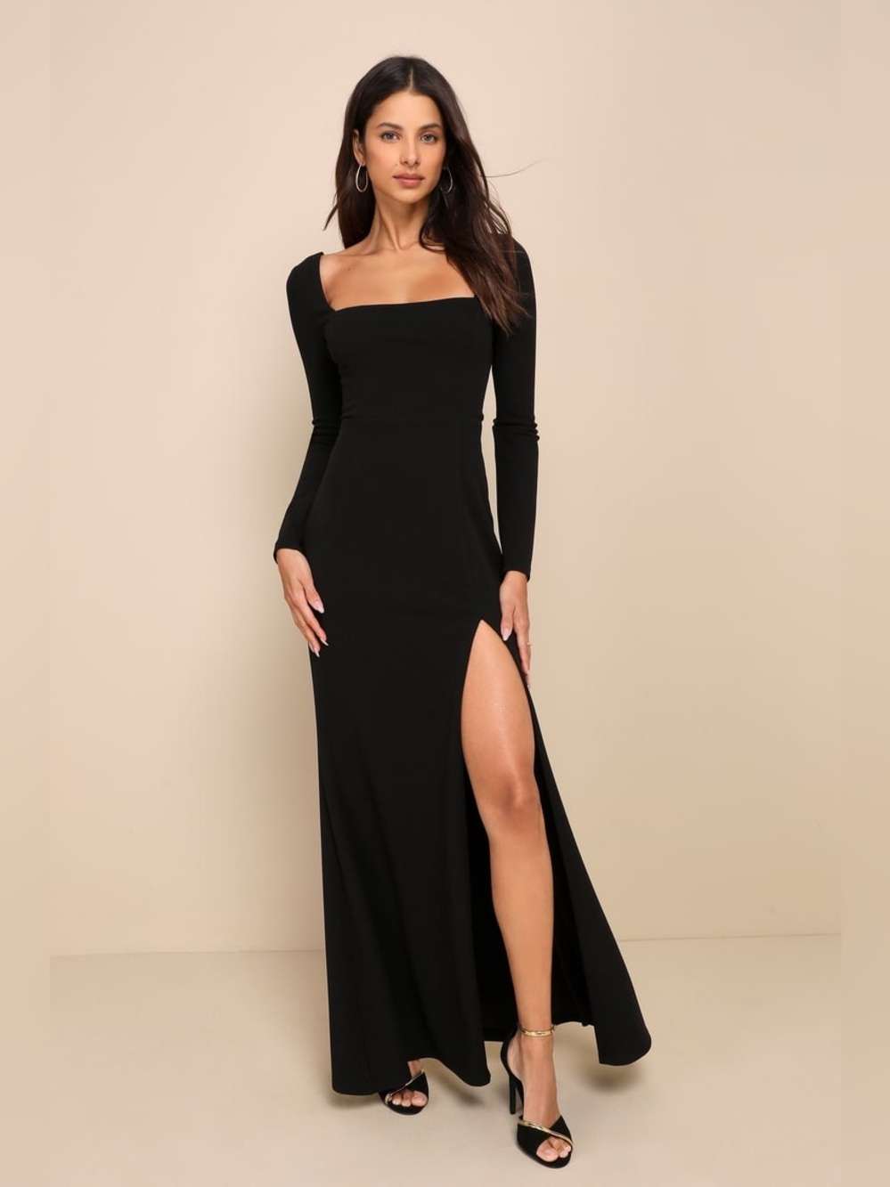 Lulus Infinitely Elegant Black Long Sleeve Maxi Dress New with Tags Small